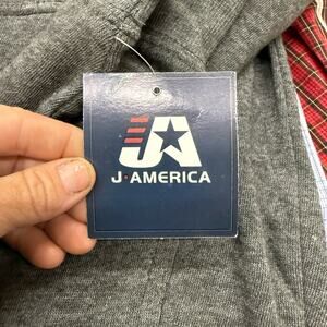 J. America Charcoal Hoodie with Cream Drawstrings BNWT